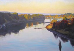 View From Sauvie Island Bridge II, oil on canvas, 48 X 72 inches, copyright ©2006